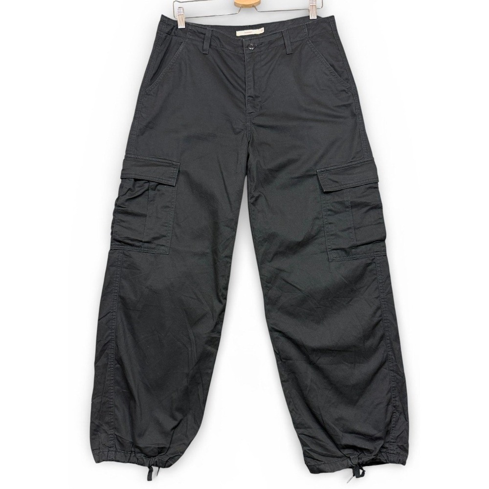Levi Strauss 94 Baggy Cargo Pants Womens 30x29 Black Grunge Y2K Skate Modern
